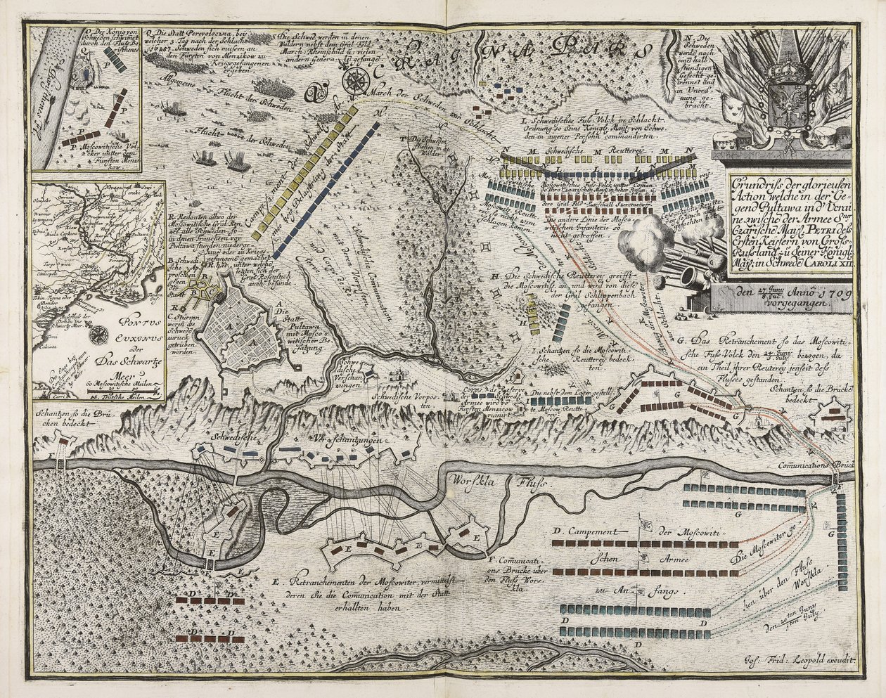 Schets van de glorieuze actie die plaatsvond in de Pultava regio van Oekraïne tussen het leger van de tsaristische Ma¨yl. Peter de Eerste Ke¨yser van Groot-Rusland en zijne Koninklijke Majesteit in Zweden Caroli XII op 27 juni-8 juli 1709 door Unbekannter Künstler