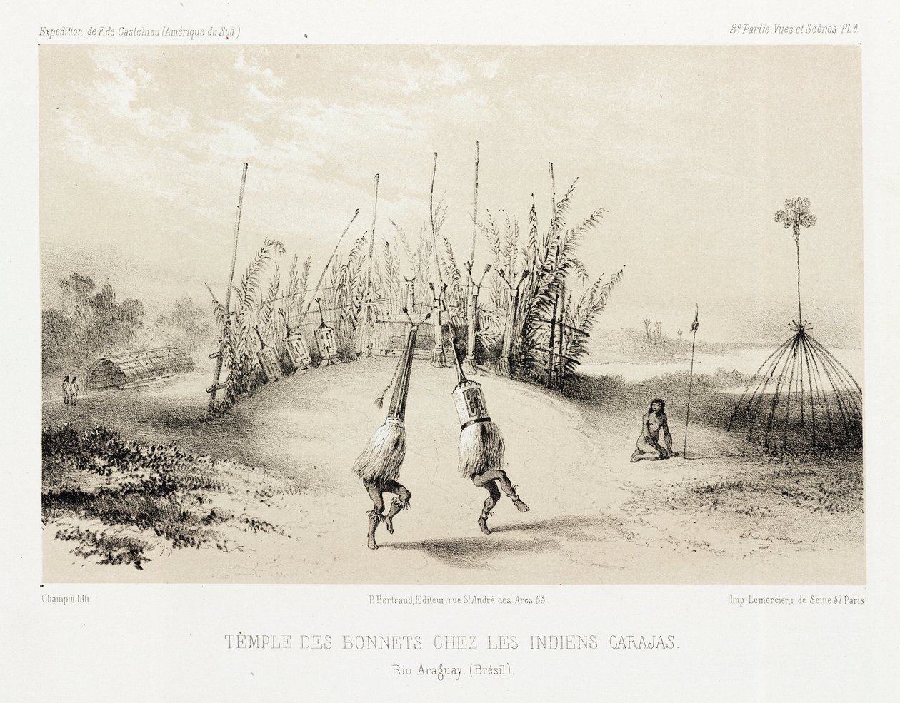 Hoofdtooi tempel van de Carajas-indianen, Brazilië, ca. 1843-1847 door Unbekannt