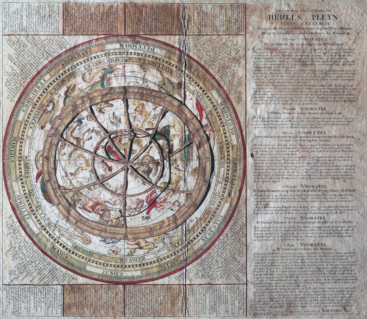 Hemels Pleyn Plani Caelestis, hemelbol met astrolabium, ca. 1680, kopergravure, gepubliceerd in Amsterdam door William M. Timlin