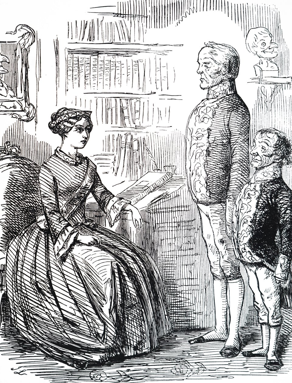 Henry John Temple, 3e burggraaf Palmerston overhandigt koningin Victoria zijn ontslag door Unbekannter Künstler