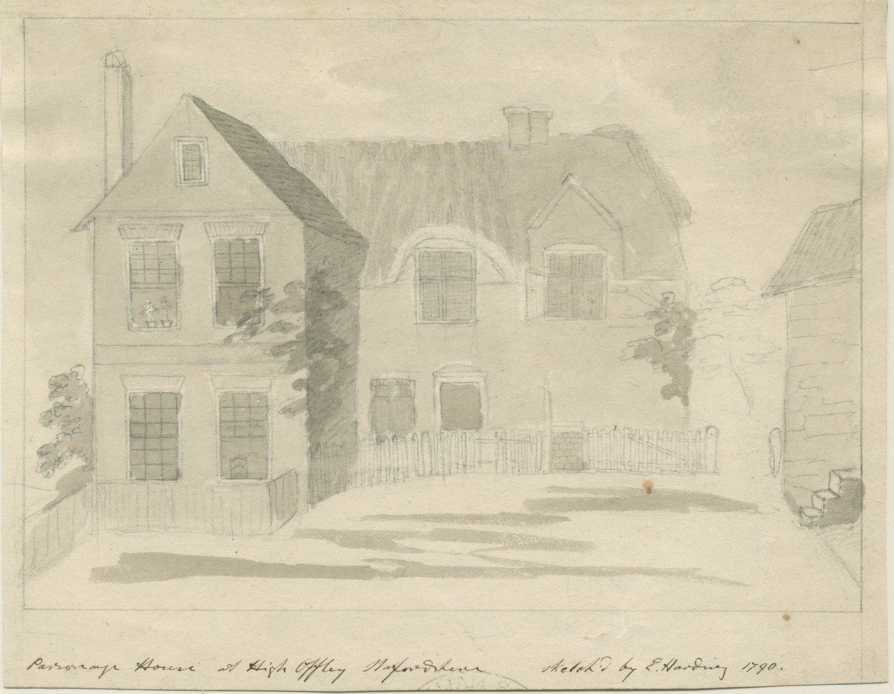 High Offley - Pastorie: potlood- en wasttekening, 1790 door Unbekannt