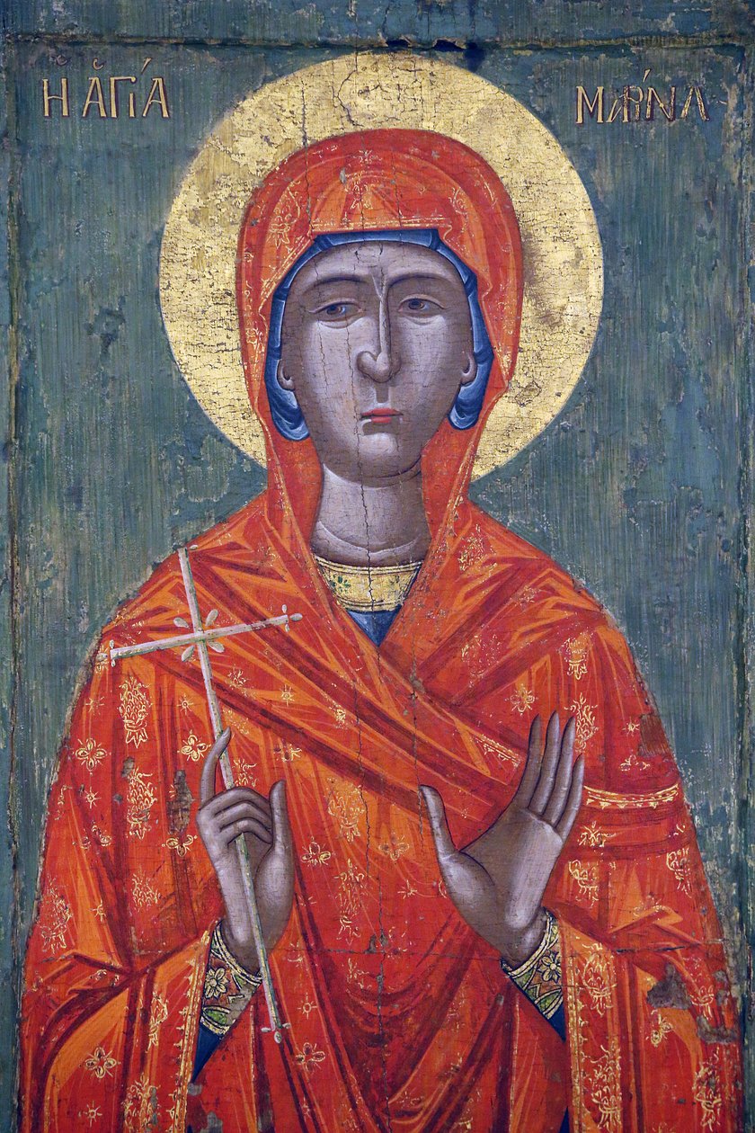Icoon in Pedoulas Byzantijns museum: Heilige Marina (18e eeuw) door Unbekannt