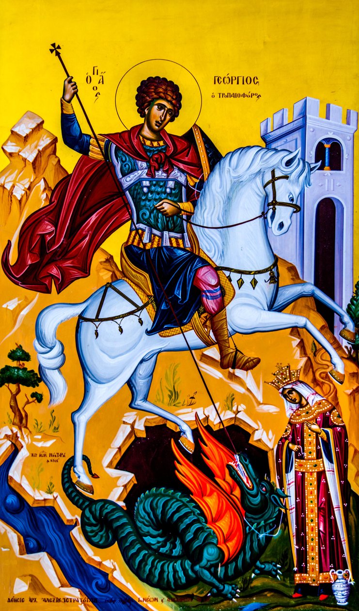 Icoon van Sint Joris, Moni Karydi, Kreta, Vamos, Kreta, Griekenland door Unbekannter Künstler