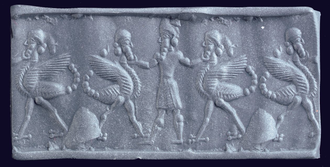 Afdruk van een Neo-Babylonische cilinderzegel, ca. 750-600 v.Chr. door Unbekannt
