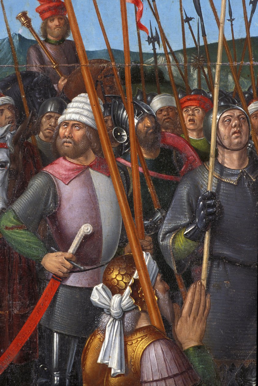Detail van het altaarstuk van de kruisiging - Ecole de Jean Fouquet - 1485 door Unbekannt