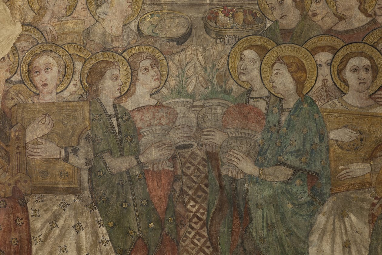 Interieur. Noordelijke kruising. Altaar (Altar de las pinturas murales). Oorspronkelijk uit de hoofdkapel. Muurschilderingen (fresco?). Detail. Eind 14e eeuw. door Unbekannt