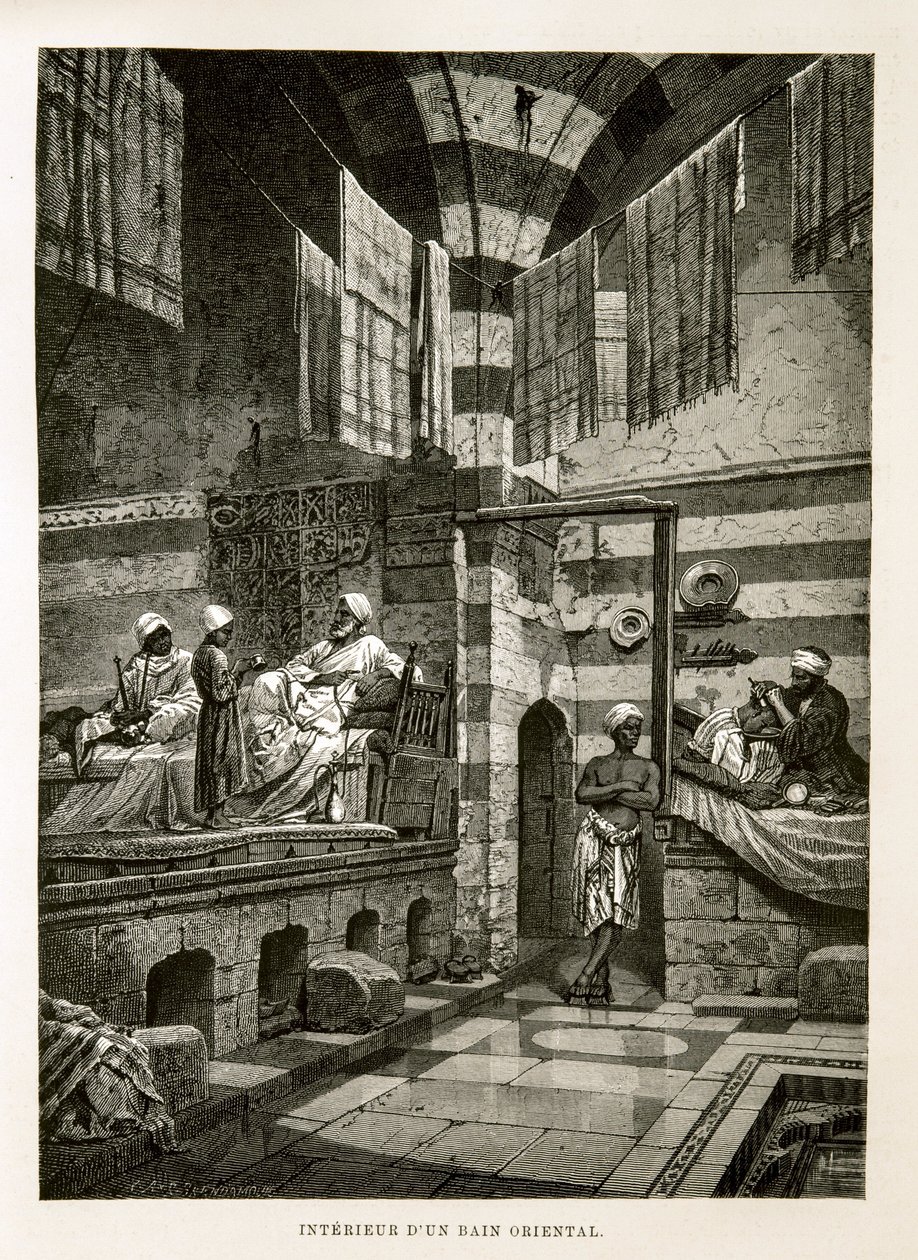 Intern uitzicht van een oosters bad Illustratie uit de Atlas van Egypte door Unknown