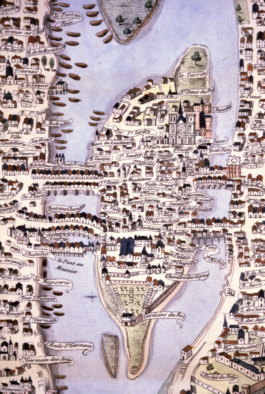 Kaart van het Île de la Cité, Parijs, ca. 1540 door Unbekannter Künstler