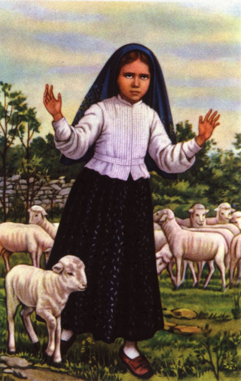 Jacinta, die de Maagd Maria zag in Fatima in 1917, ca. 1920-1930 door Unbekannter Künstler