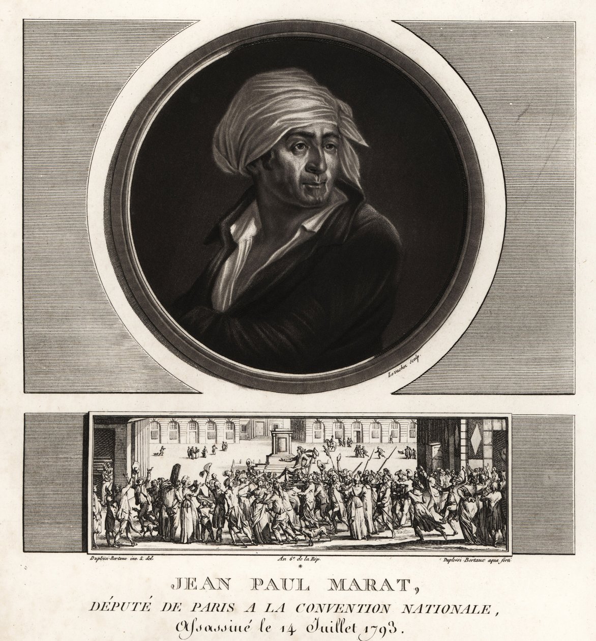 Jean Paul Marat, Afgevaardigde van Parijs in de Nationale Conventie, vermoord in 1793 door Unbekannt