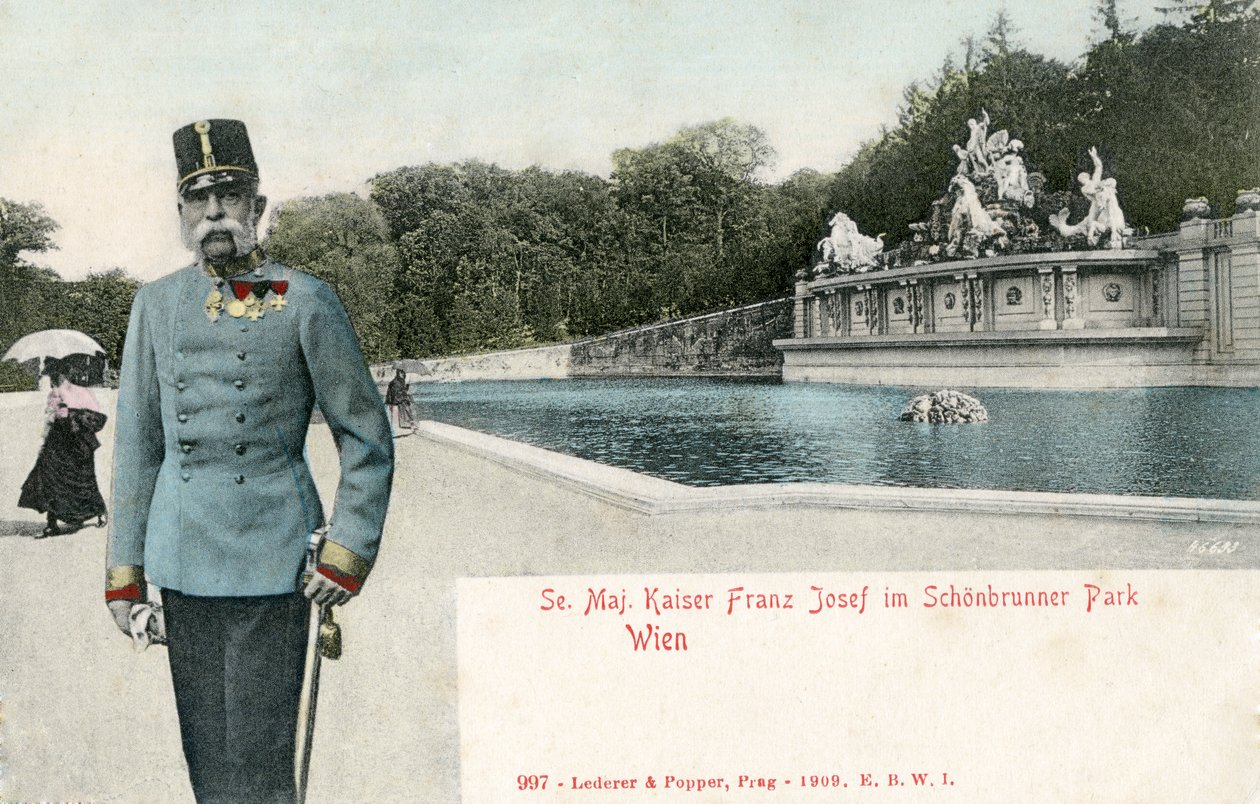 Kaiser Franz Joseph in het park van Paleis Schönbrunn door Unbekannter Künstler