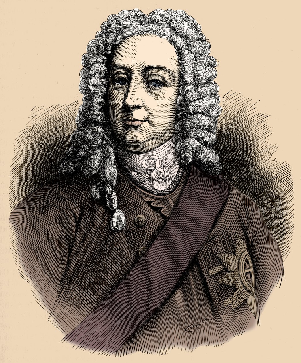 Koning George II - portret door Unbekannter Künstler