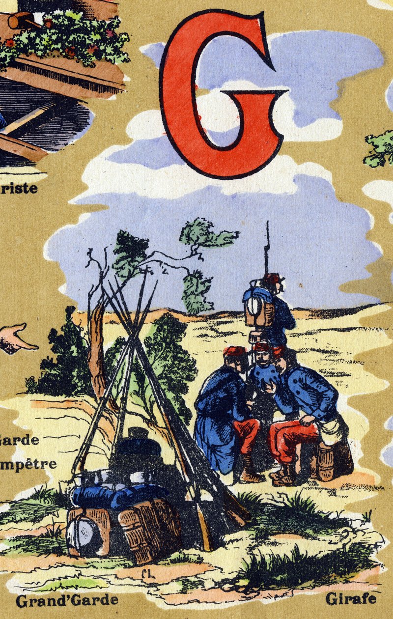 Letter G als grote bewaker van het leger (uit Iphabet illustreert) door Unbekannt