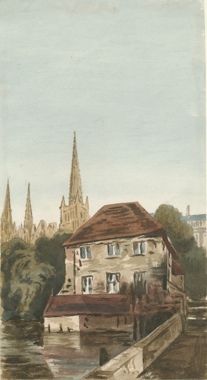 Lichfield - Registrars Huis in The Close: aquarel, nd [?19e eeuw] door Unbekannt