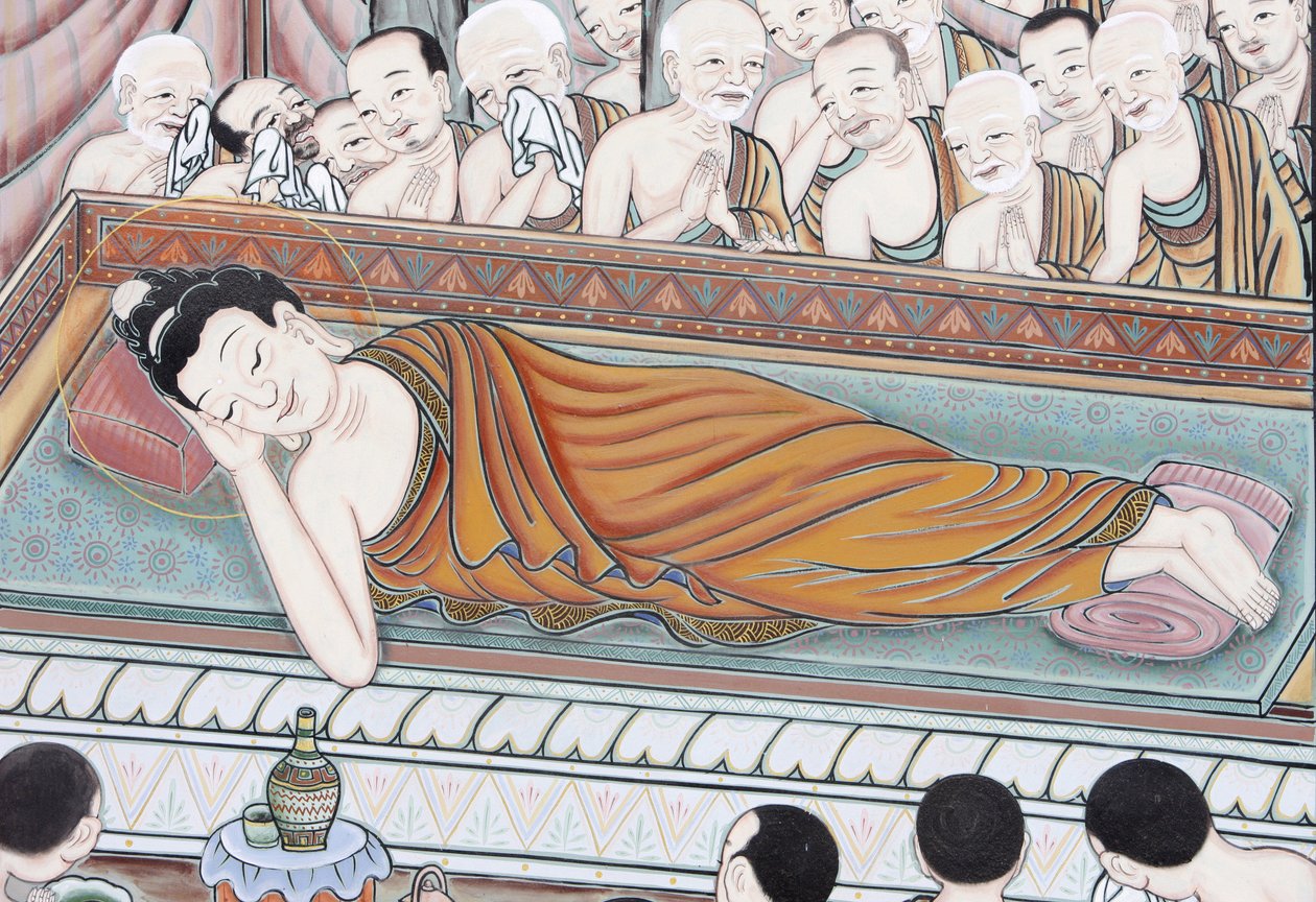Leven van Boeddha, Na 45 jaar het Dharma onderwezen te hebben, ging de Boeddha over in Parinirvana, Seoul, Zuid-Korea door Unbekannt