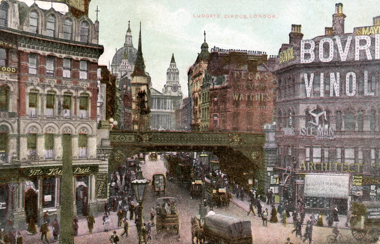 Londen - Ludgate Hill in de City of London, begin 20e eeuw (ansichtkaart) door Unbekannter Künstler