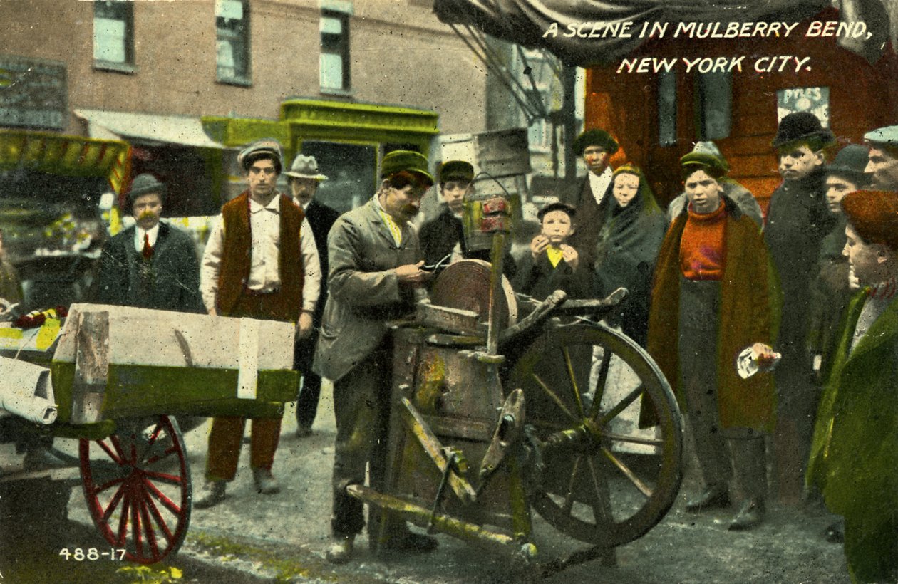 Lower East Side, New York City, een scène in Mulberry Bend door Unbekannter Künstler