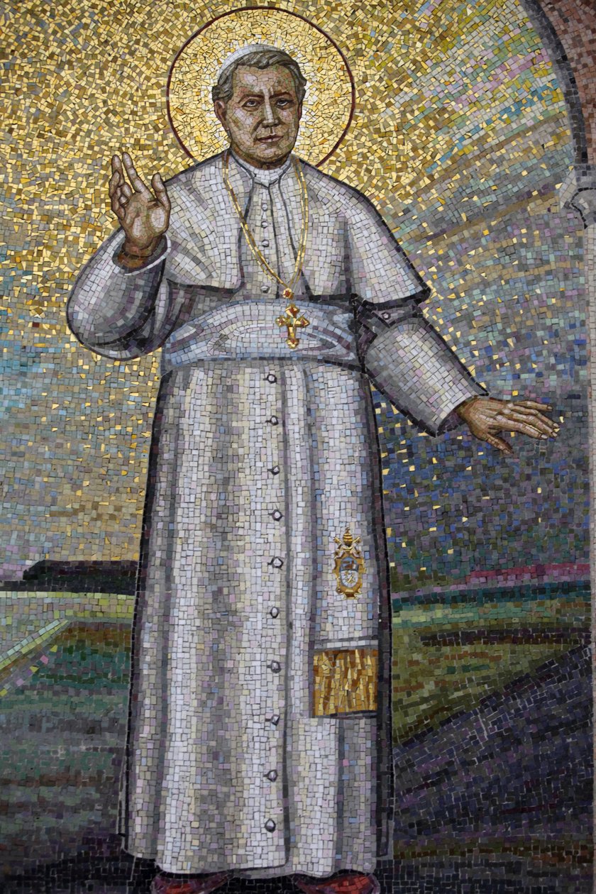 Madonna della Scala Benedictijnse abdij, Noci, Apulië Mozaïek met paus Pius X, Noci, Italië door Unbekannt
