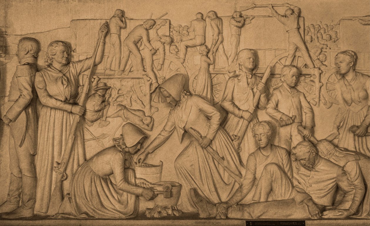 Marmeren reliëf met het verhaal van de Boeren trek, Voortrekker Monument ter ere van de Boeren, hoofdstad Pretoria, Tshwane, Zuid-Afrika door Unbekannter Künstler