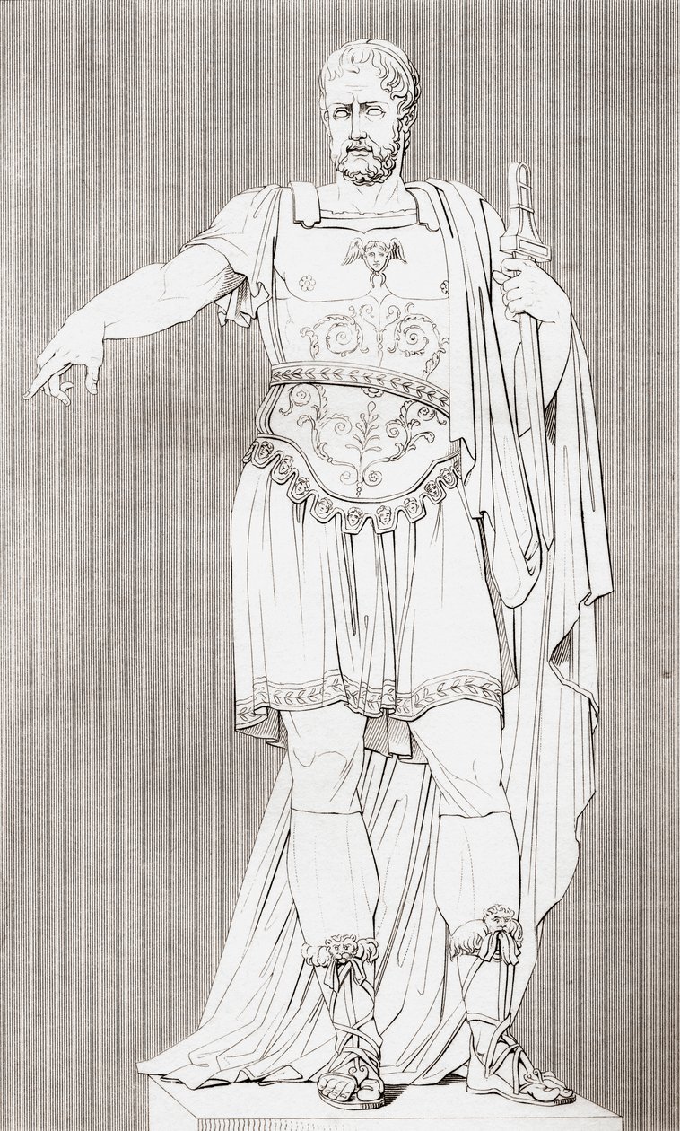 Marcus Furius Camillus (ca. 446 – 365 v.Chr.), Romeins soldaat en staatsman, uit The Historic Gallery of Portraits and Paintings, gepubliceerd 1808 door Unbekannt