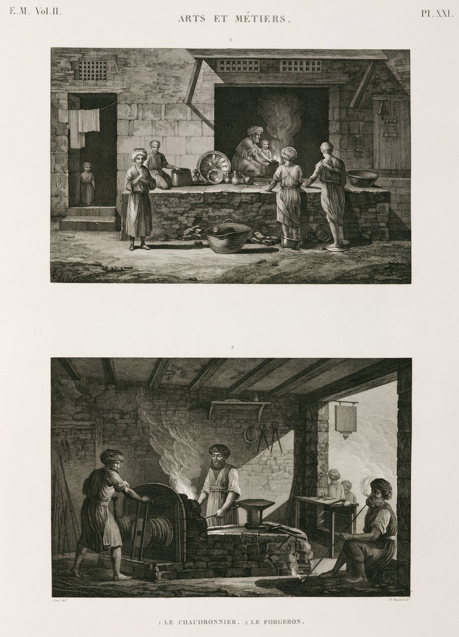 Metalen, Koper Kopersmid en smid, Egypte, ca. 1798 door Unbekannt