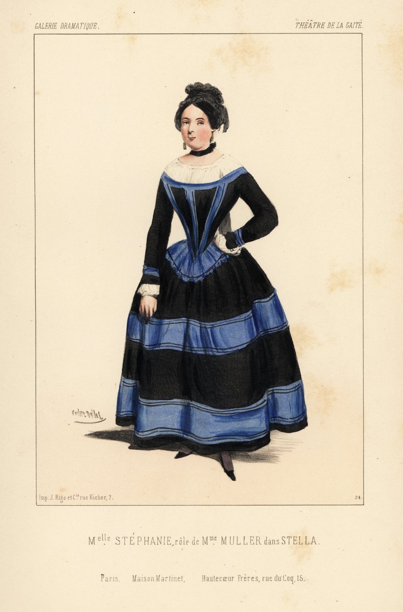 Miss Stephanie als Madame Muller in Stella door Anicet Bourgeois, Theatre de la Gaite door Unbekannter Künstler