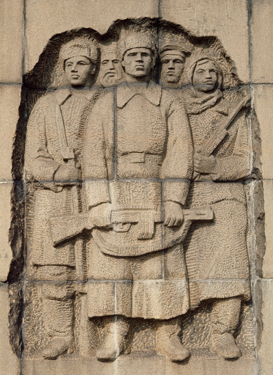 Monument voor de weerstand van het Russische volk tijdens de 900-daagse Duitse belegering van de stad Leningrad, Pskarevski Begraafplaats, reliëf, Sint-Petersburg, Rusland, 20e eeuw door Benjamin Baud
