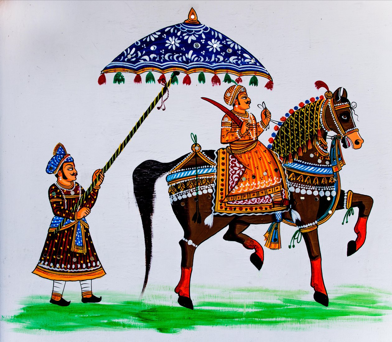 Muurschildering in de oude stad, Udaipur, Rajasthan, India, Azië door Unbekannter Künstler