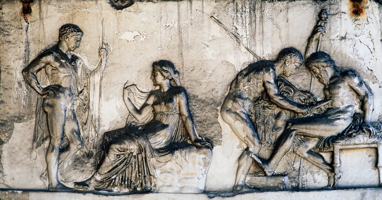 Mythe van Telephus, Huis van Relief van Telephus, Herculaneum, Campania, Italië, Romeinse beschaving door Benjamin Baud