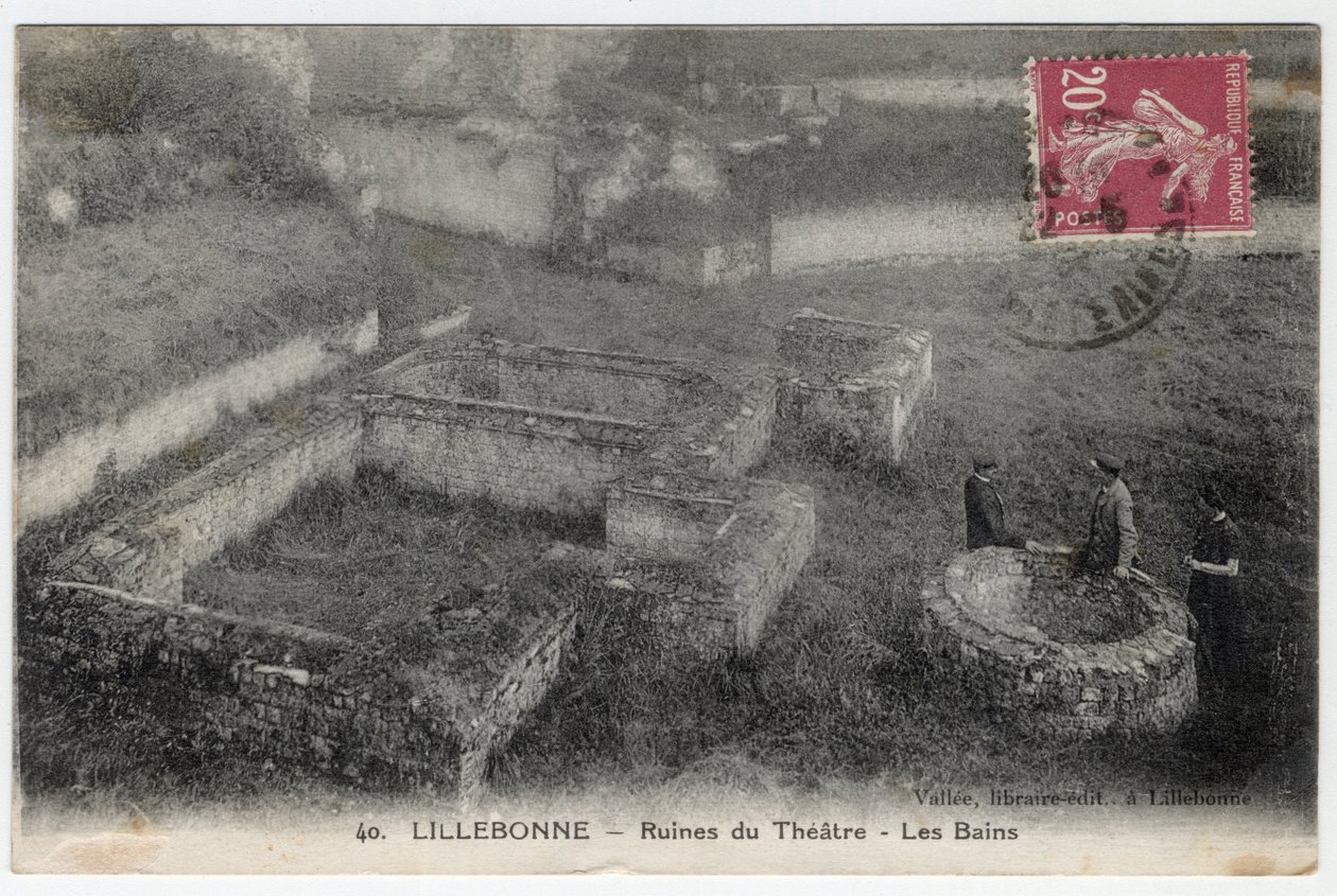 Normandië, Seine Maritime (76), Lillebonne: uitzicht op de ruïnes van het theater en de Romeinse baden - Ansichtkaart eind 19e-begin 20e eeuw door William M. Timlin