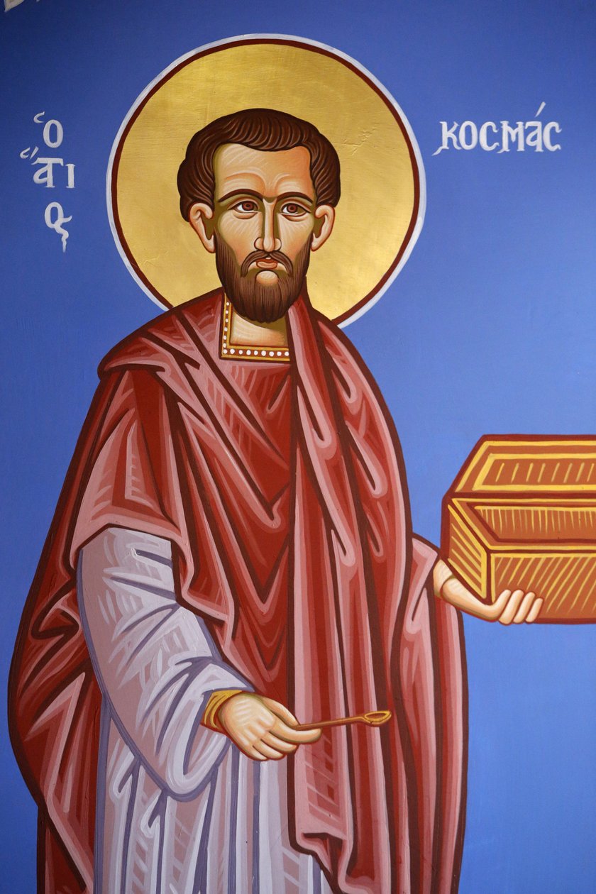 Orthodoxe kerk in Pedoulas, Cyprus. Sint-Cosmas fresco, 20150510, Pedoulas, Cyprus door Unbekannt