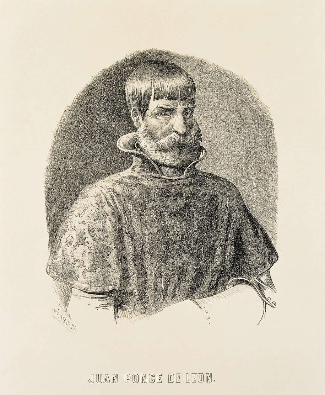 PONCE DE LEON, Juan (1460-1521). Spaanse veroveraar van Puerto Rico (1508) en ontdekker van Florida (1502) (gravure) door Unbekannter Künstler