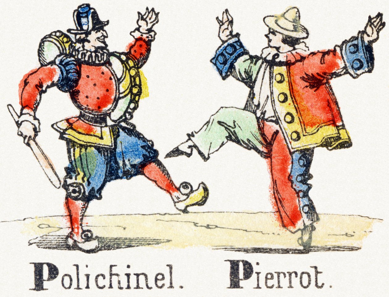 P - Polichinelle Pierrot - Kindervermaak Alfabet ca. 1890 (lithografie) door Unbekannt
