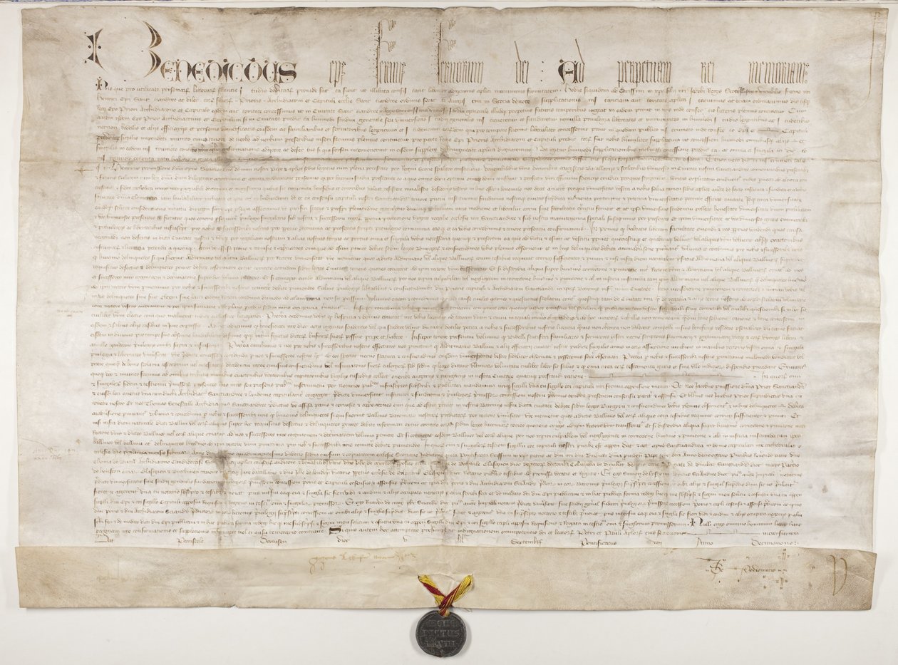Pauselijke bul die het charter van bisschop Henry Wardlaw bevestigt, recto door Unbekannt