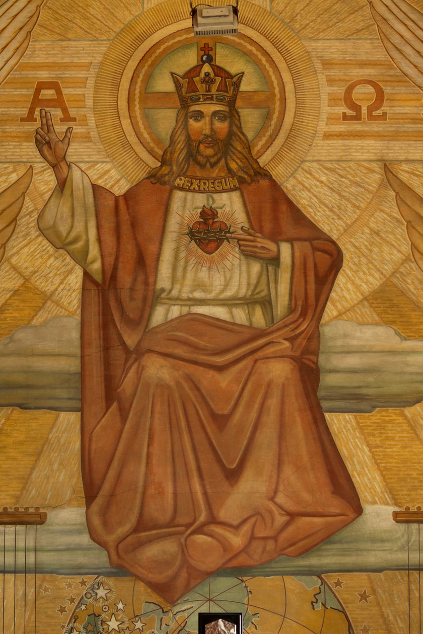 Parochiekerk (Heilig-Hartkerk). Interieur. Modernisme. Het koor. Mozaïek. Christus. door Unbekannt