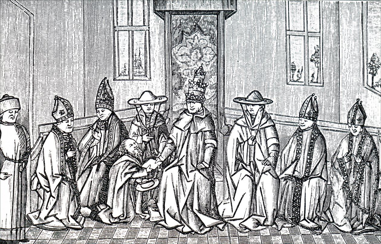 Peter de Kluizenaar, paus Urbanus II en Simeon Patriarch van Jeruzalem door Unbekannt