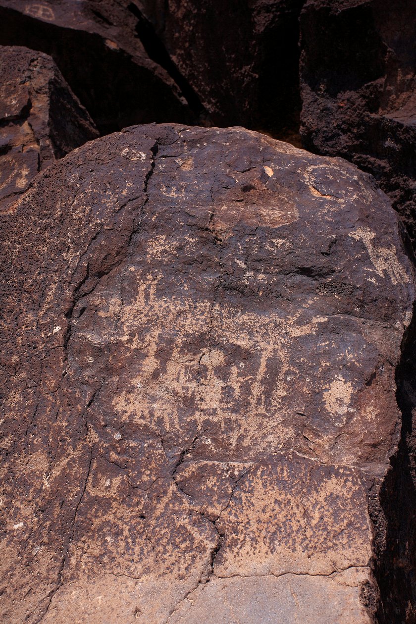 Petroglyfen die dieren en karakters afbeelden - Petroglyph National Monument - Albuquerque, New Mexico, VS door William M. Timlin