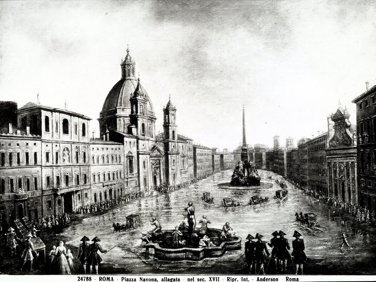 Piazza Navona in Rome, print 17e eeuw gehuisvest in Rome door Unbekannt