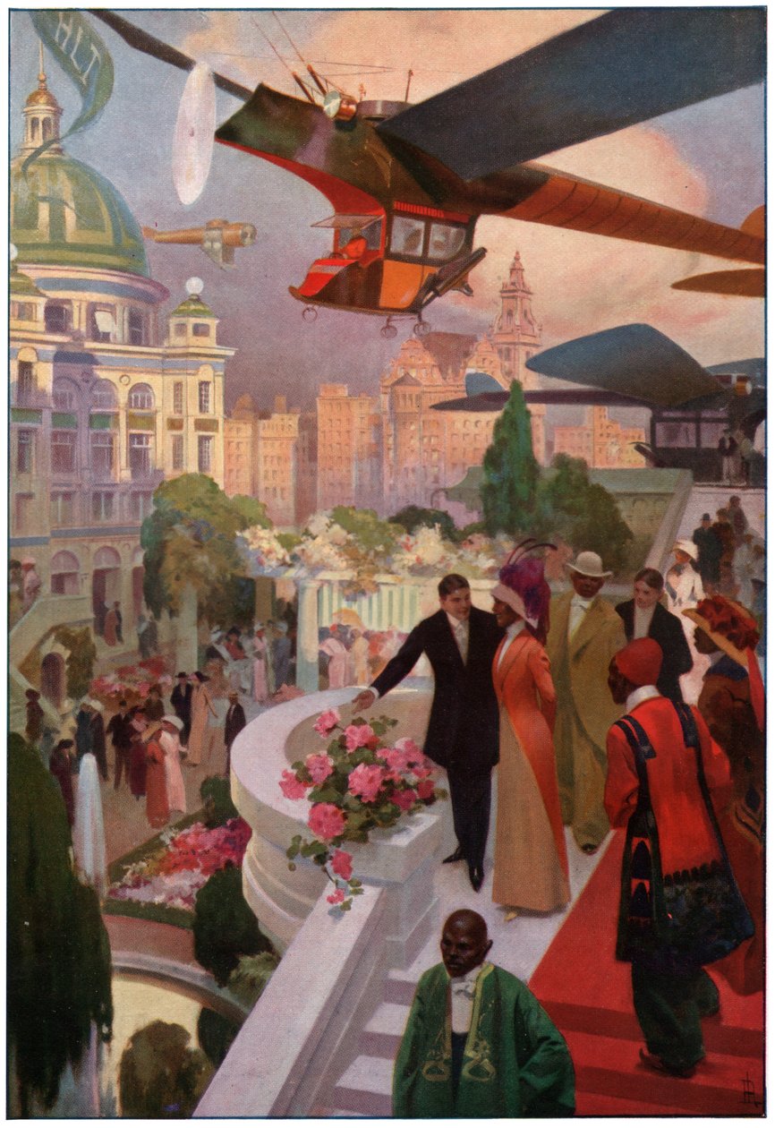 Vliegtuigen in de toekomst (Illustratie, ca. 1910) door Unbekannter Künstler