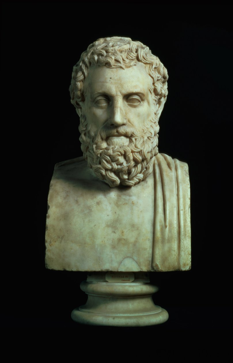 Portretbuste van Sophocles, kopie van Grieks origineel uit de 4e eeuw v.Chr. door Unbekannt