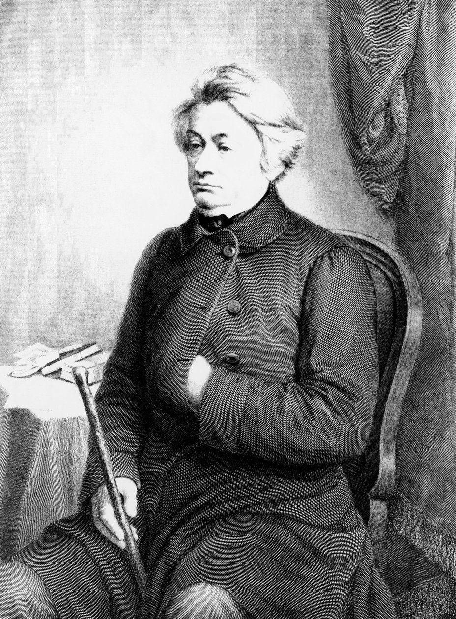 Portret van Adam Bernard Mickiewicz, Poolse dichter, toneelschrijver, essayist en politiek activist, gravure naar foto door Vezenberg & Co door William M. Timlin