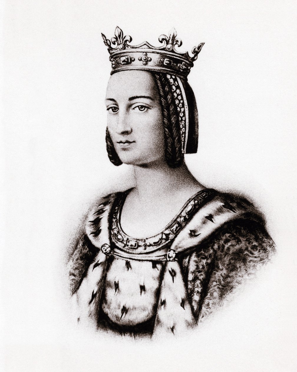Portret van Charlotte de Savoie, koningin van Frankrijk, gravure door Unbekannter Künstler