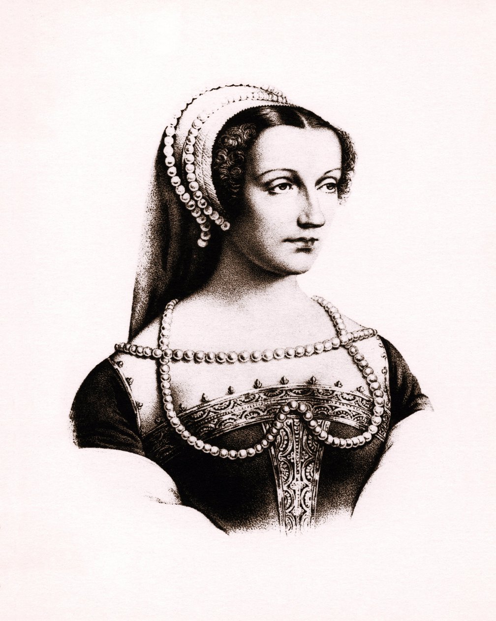 Portret van Claude de France (1490-1524) Koningin van Frankrijk, gravure, sd. door Unbekannter Künstler