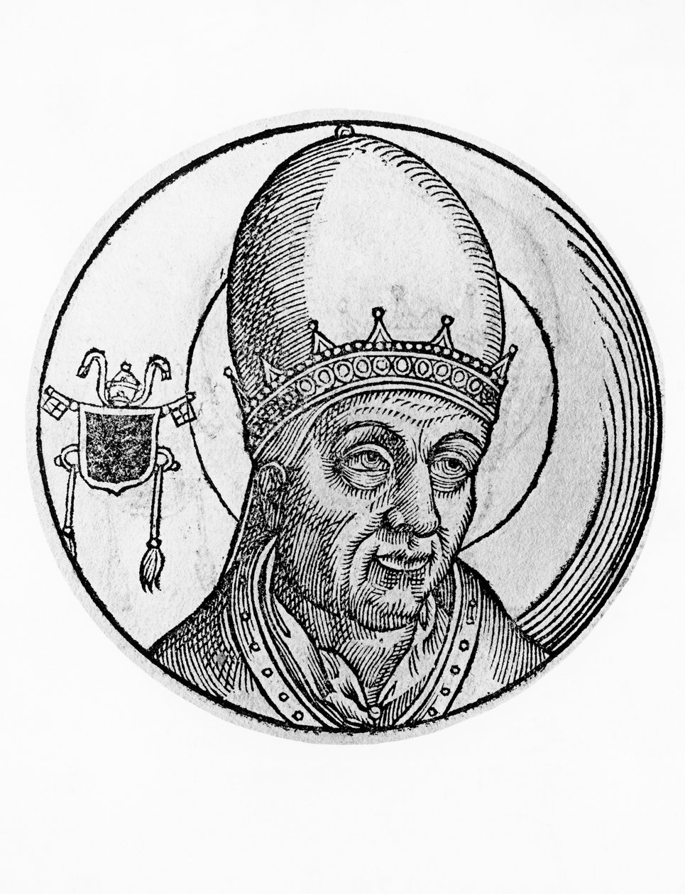 Portret van Johannes III, 61e paus van de Katholieke Kerk vanaf 561, gravure door William M. Timlin