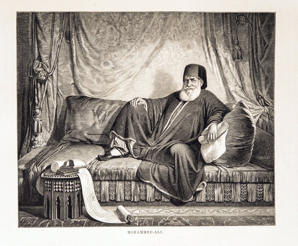 Portret van Mehemet Ali (1769-1849) Vicekoning van Egypte Illustratie uit de Atlas van Egypte door Unknown