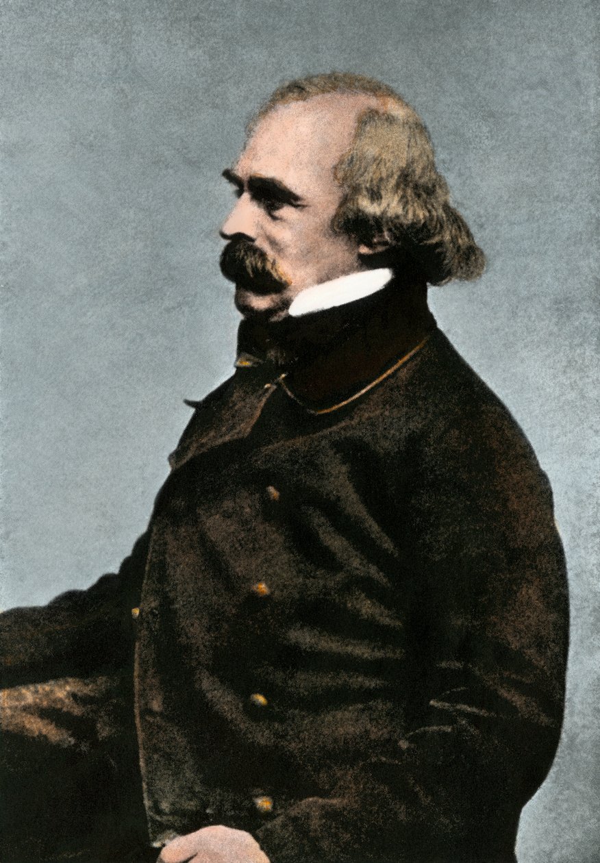 Portret van Nathaniel Hawthorne (1804-1864), Amerikaanse schrijver, ca. 1862 of 1863 door Unbekannter Künstler