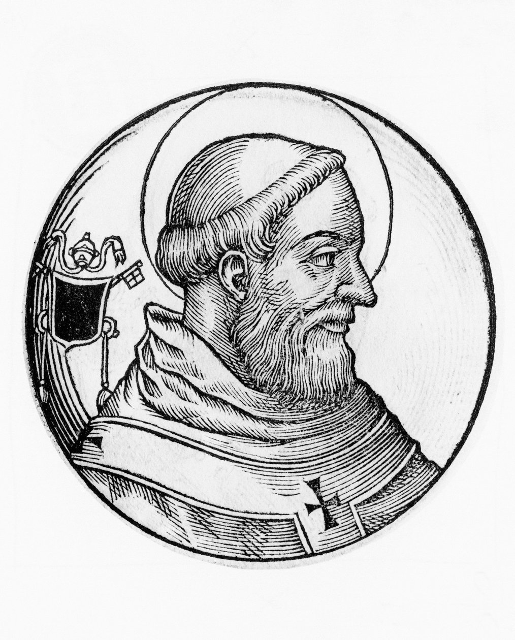 Portret van Sint Leo II, 80e paus van de Katholieke Kerk vanaf 682, gravure door William M. Timlin