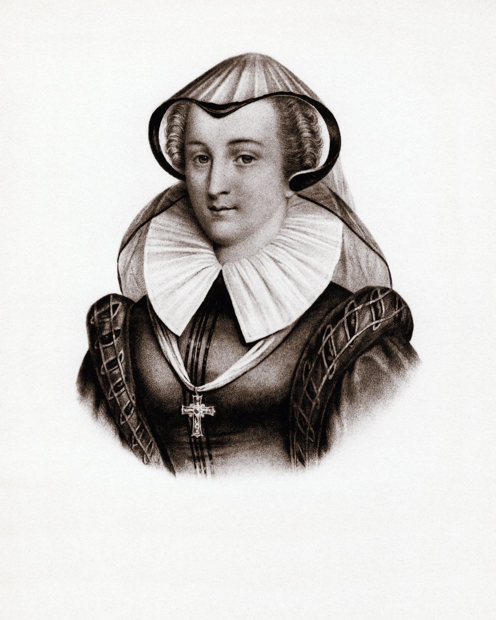 Portret van de koningin van Frankrijk Marie Stuart. Gravure uit de 19e eeuw door Unbekannter Künstler