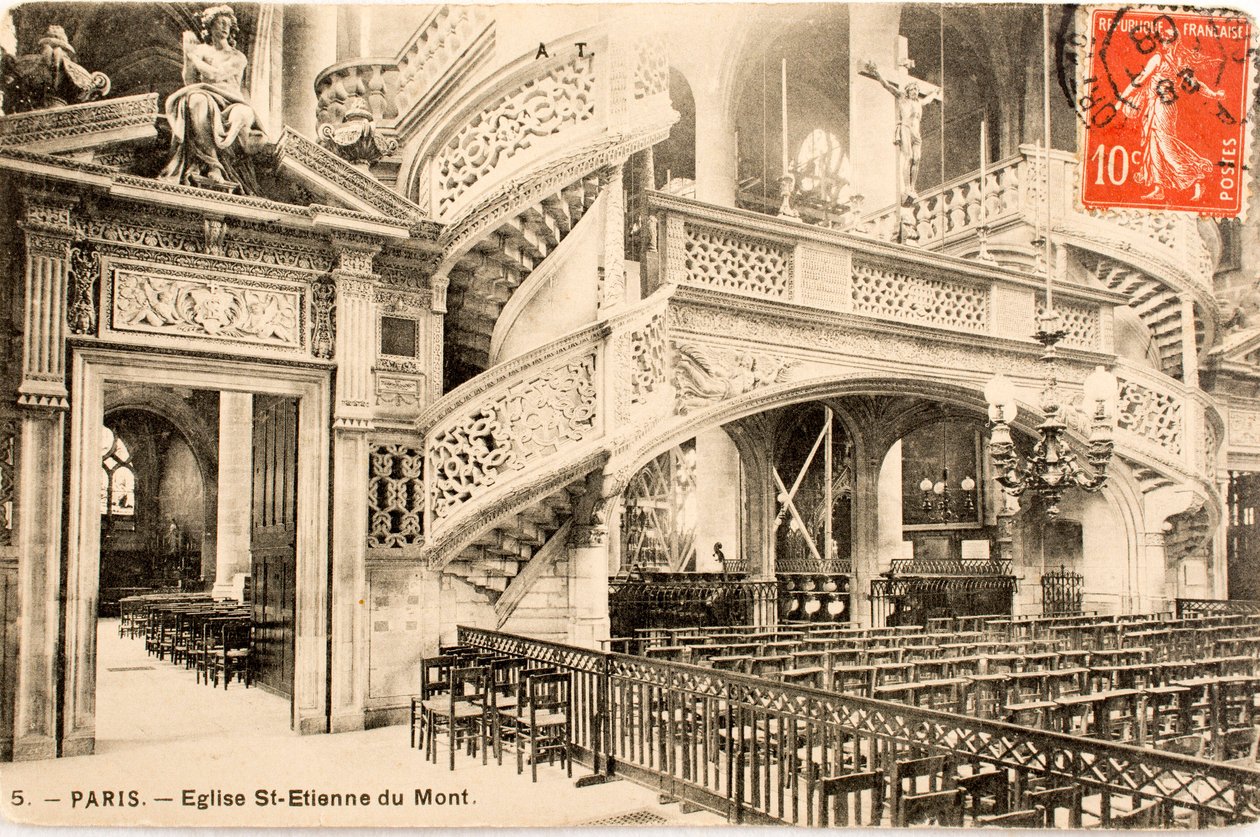 Ansichtkaart/Kerk van Saint Etienne du Mont, le jube/Parijs/Seine/Ile de France/Frankrijk door William M. Timlin