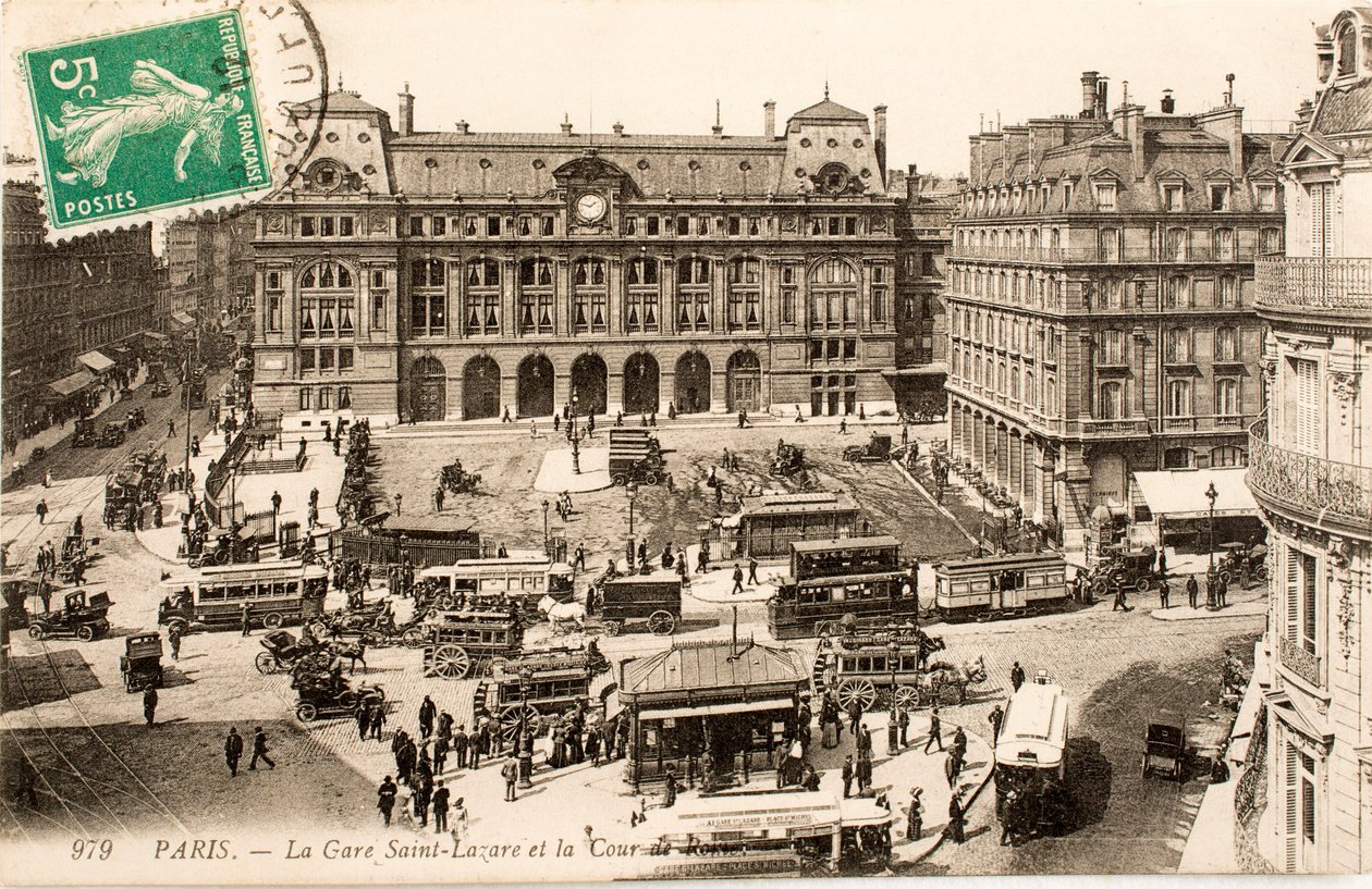 Ansichtkaart/Gare Saint Lazare/Parijs/Seine/Ile de France/Frankrijk door William M. Timlin